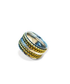 Anillo plata de ley ancho con bolas chapadas