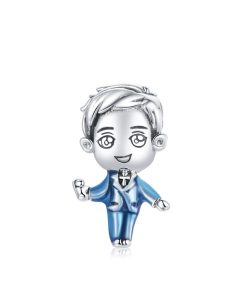 Charm plata de ley niño azul