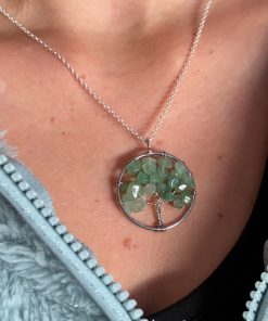 Colgante plata arbol de la vida turquesa