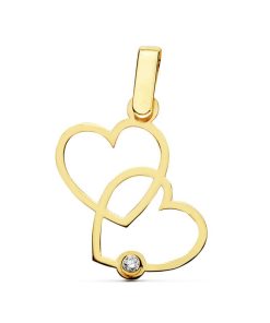 Colgante Oro 9k doble corazón