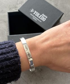 Pulsera plata de ley rígida 7mm con fotografía
