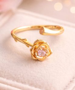 Anillo plata de ley chapado Rosa encantada
