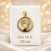Colgante oro 18k virgen niña nacar redonda