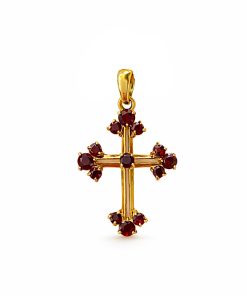 Colgante cruz granate oro 18k