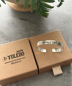 Pulsera plata de ley rígida 8mm con fotografía