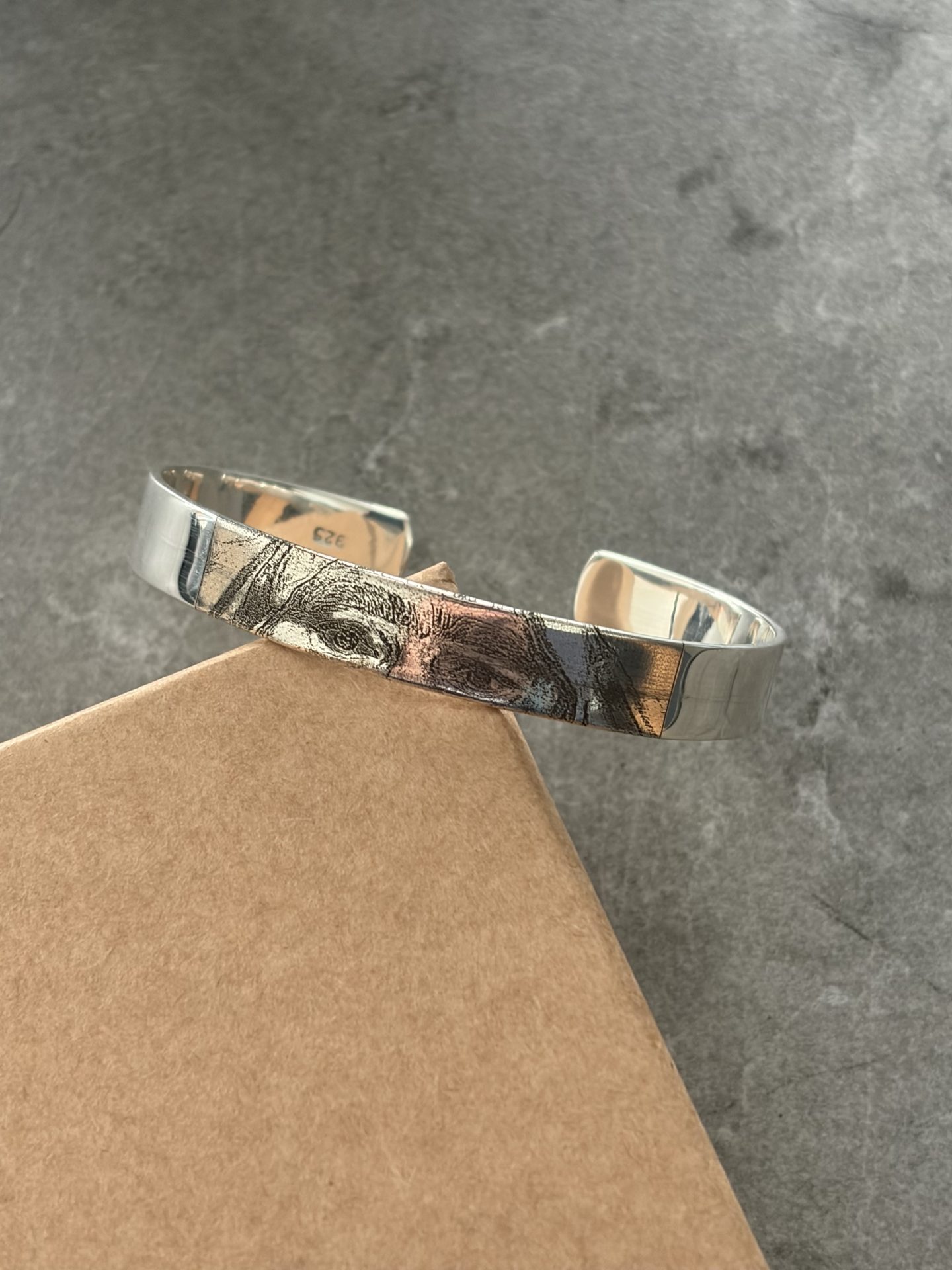 Pulsera plata de ley rígida 8mm con fotografía