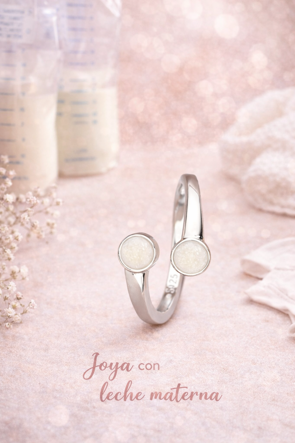 Anillo plata de ley leche materna doble
