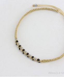 Pulsera plata de ley macramé negra