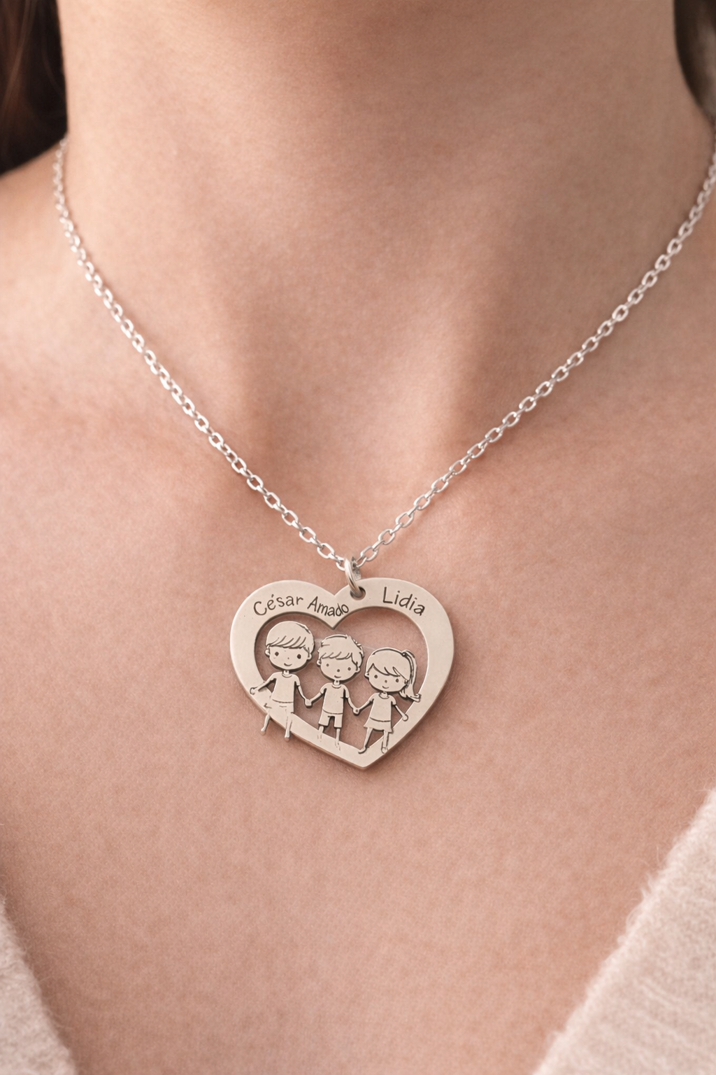 Gargantilla plata corazon niños