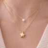 Gargantilla plata de ley chapada estrella con perlas