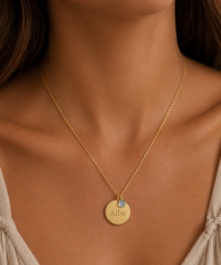 Gargantilla plata chapada medalla piedra personalizada