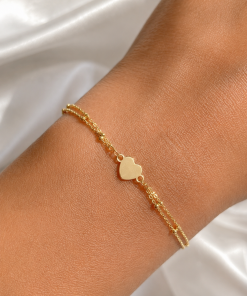 Pulsera plata de ley chapada corazon