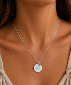 Gargantilla plata medalla piedra personalizada