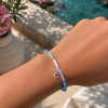 Pulsera plata de ley piedras, bolitas e inicial