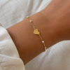 Pulsera plata de ley chapada perlas corazon