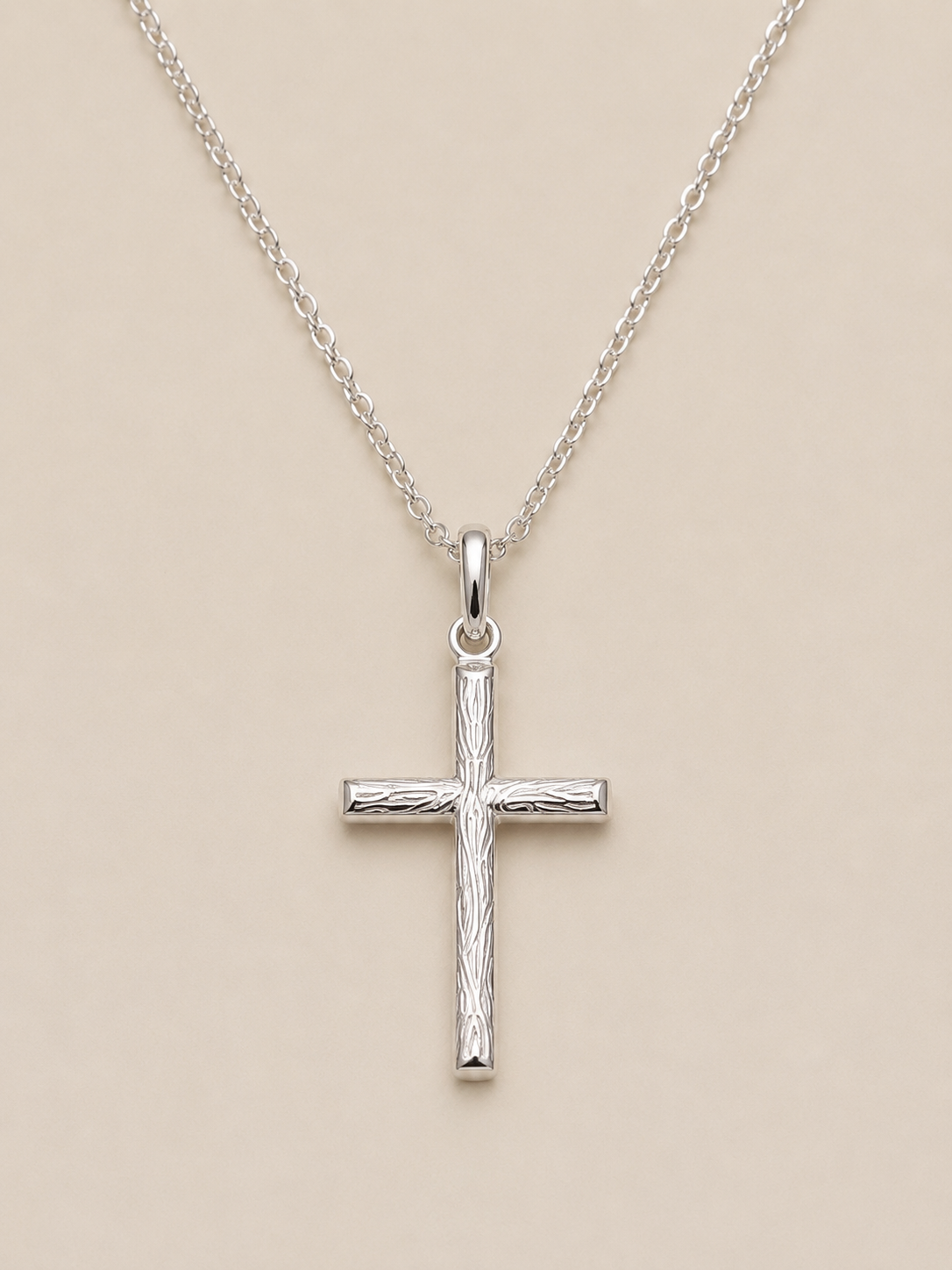 Colgante cruz estampado plata de ley con cadena