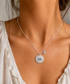 Gargantilla plata medalla circonita personalizada