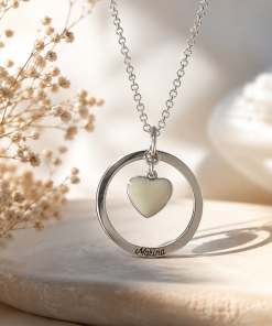 Gargantilla plata aro corazon leche materna