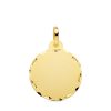 Medalla disco Oro 9k 20 mm liso hojas