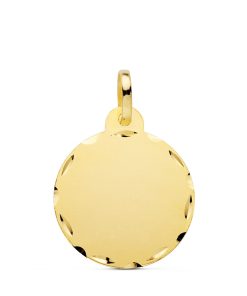 Medalla disco Oro 9k 20 mm liso hojas