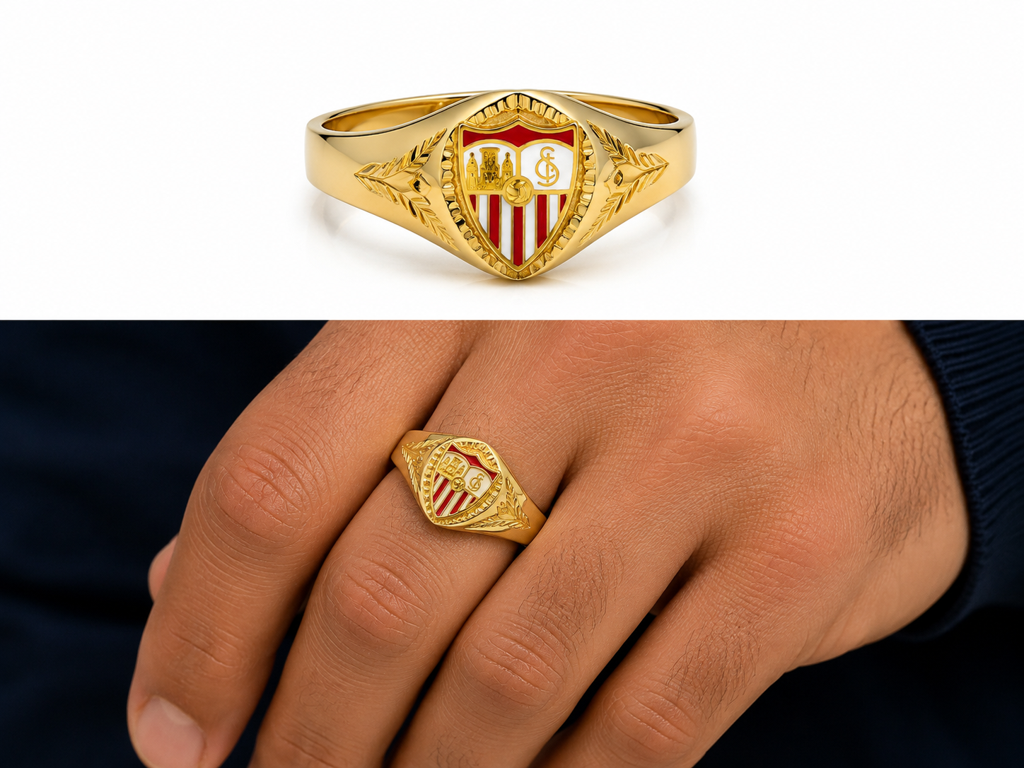 Sello oro 18k cadete sevilla fc color ovalado