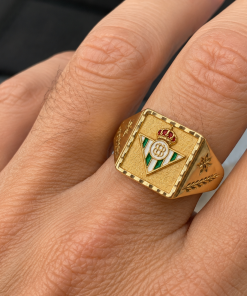 Sello oro 18k betis cuadrado relieve