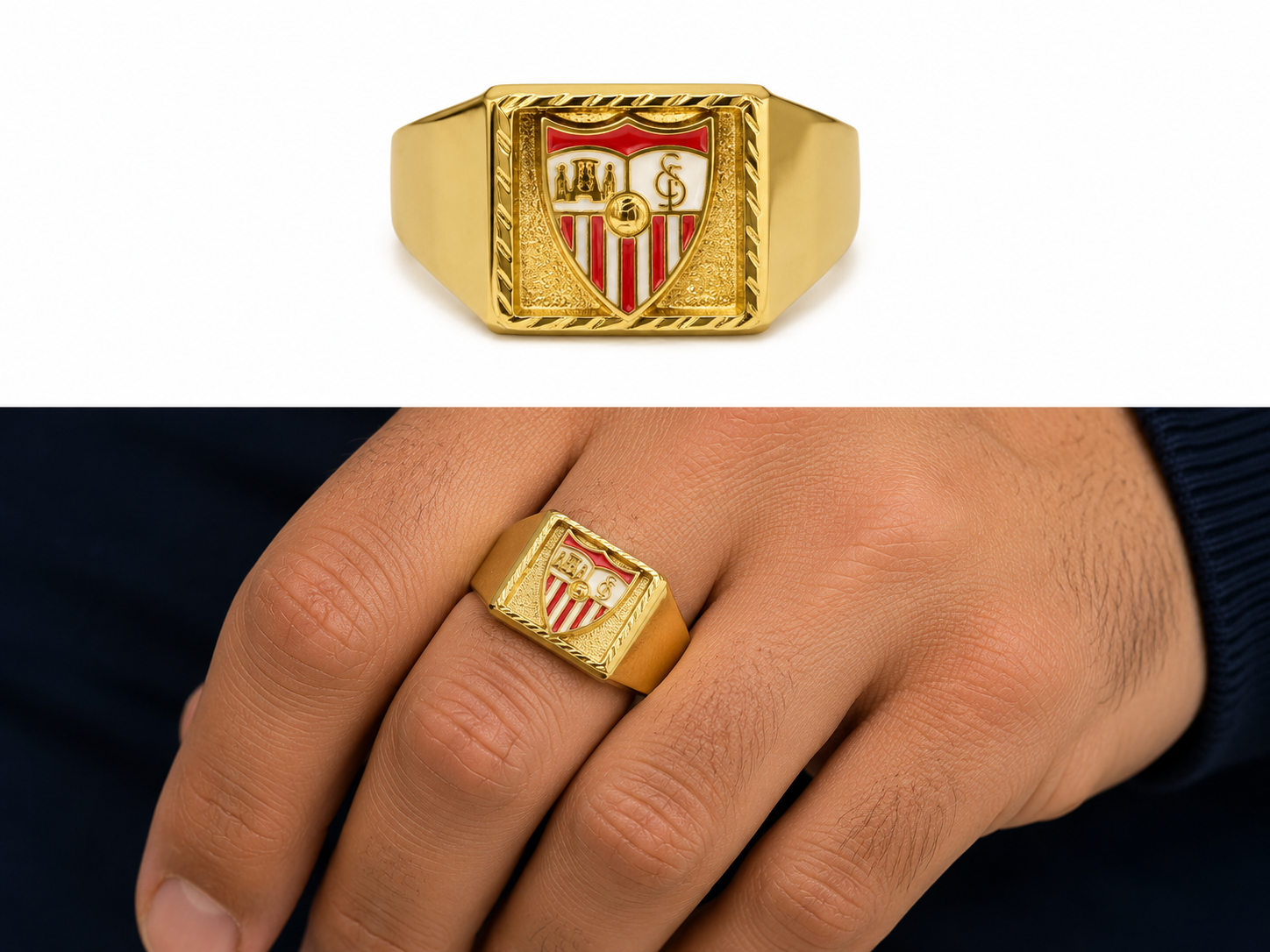 Sello oro 18k sevilla fc color cuadrado