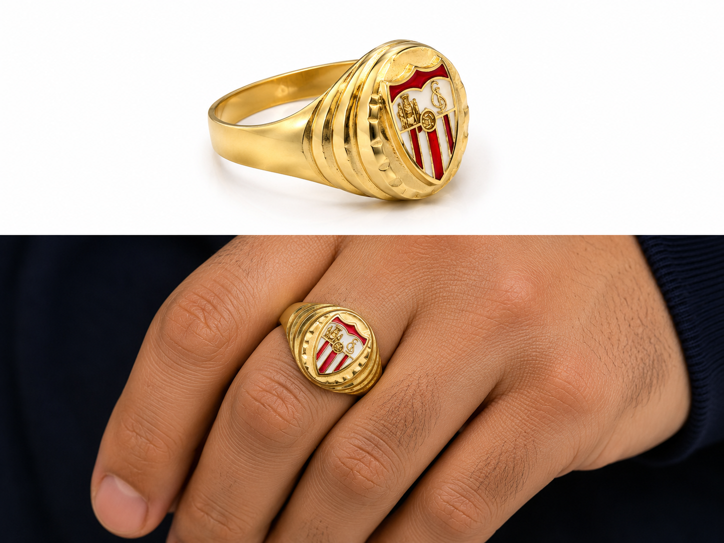 Sello oro 18k sevilla fc color