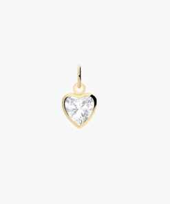 Colgante corazón de oro 18K circonita 7 mm