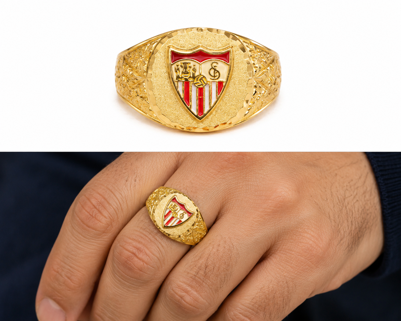 Sello oro 18k labrado sevilla fc color ovalado