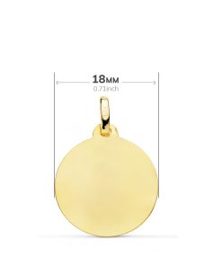 Medalla disco Oro 9k 18 mm liso mate helice