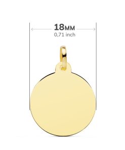Medalla disco Oro 18k 18 mm liso