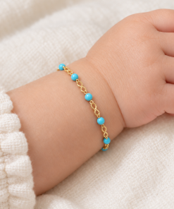 Pulsera oro 18k bebe turquesas
