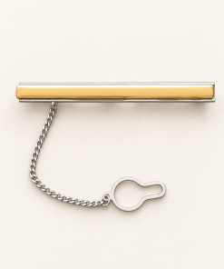 Pisacorbatas acero chapado oro 18k liso