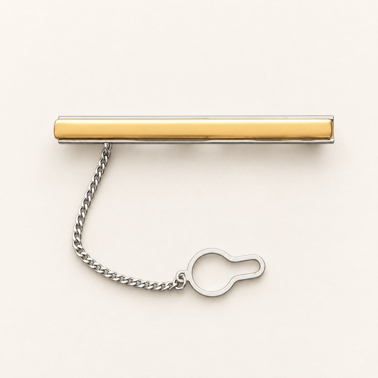 Pisacorbatas acero chapado oro 18k liso