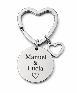 Llavero acero corazon doble